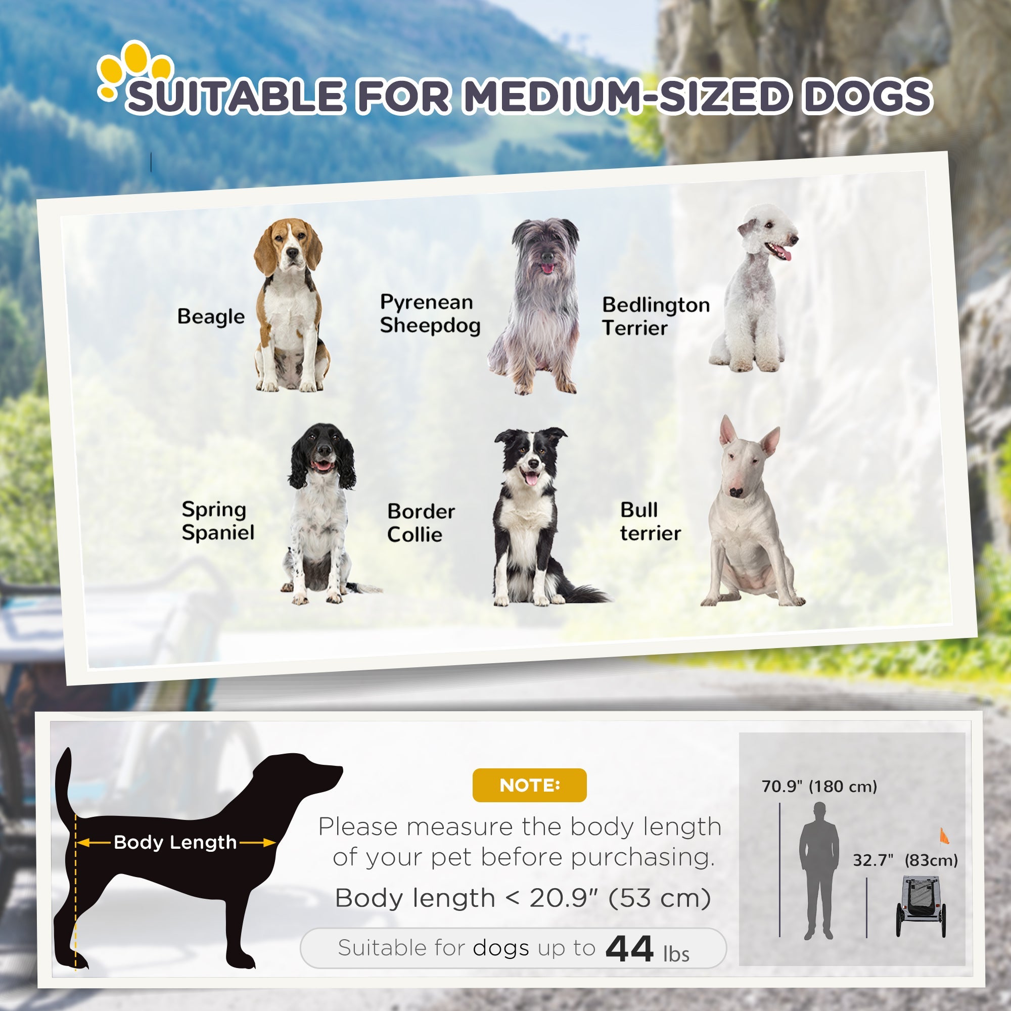 Aosom Medium Dog Bike Trailer with Safety Flag Quick Release Wheels Reflectors Hitch Coupler Black