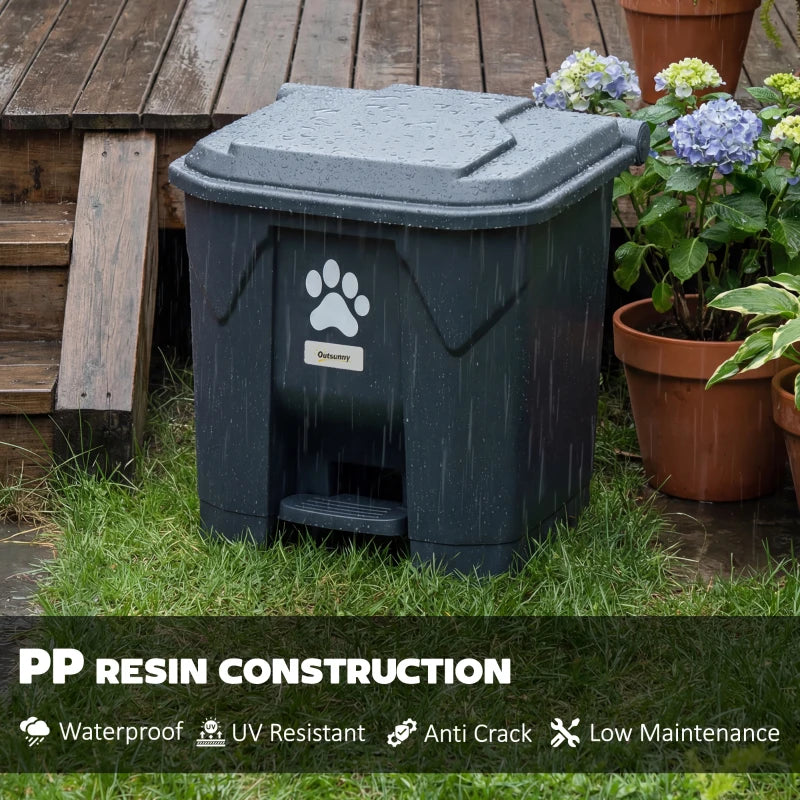 Dog Poop Outdoor Garbage Bin, 8 Gal Pet Waste Garbage Can with Lid and Pedal, Waterproof Plastic Trash Can, Black