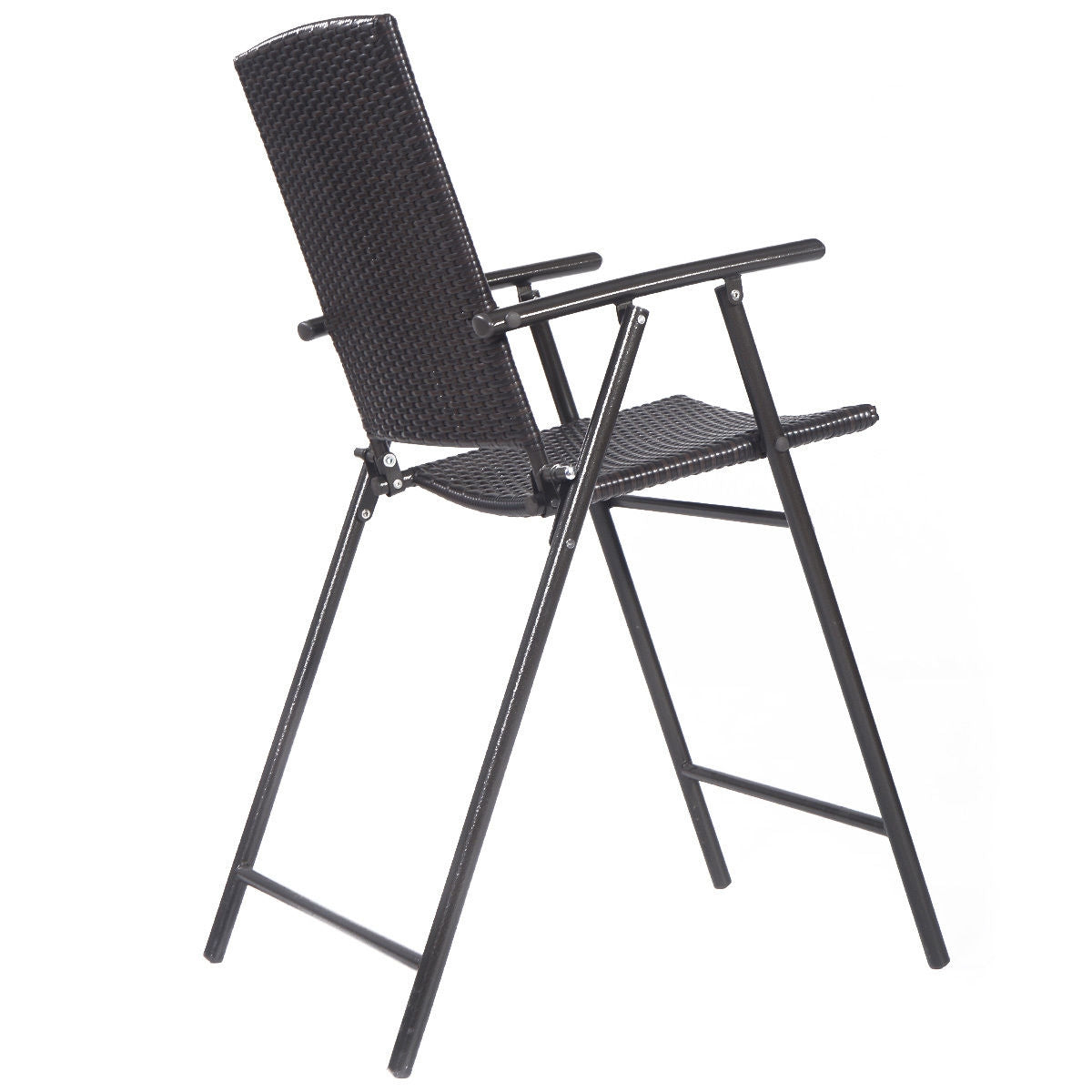 Set of 4 Folding Rattan Bar Chairs with Footrests and Armrests for Outdoors and IndoorsÂ