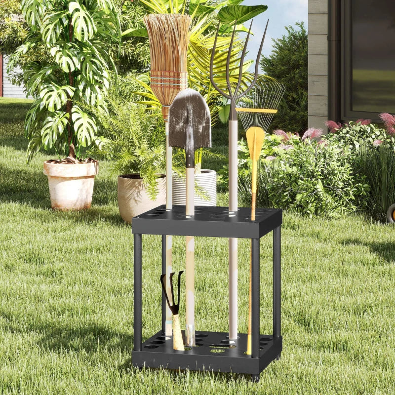 Garden Tool Storage Rack, Up to 16 Tools, Heavy-Duty Metal Yard Tool Organizer for Garage Organization and Storage