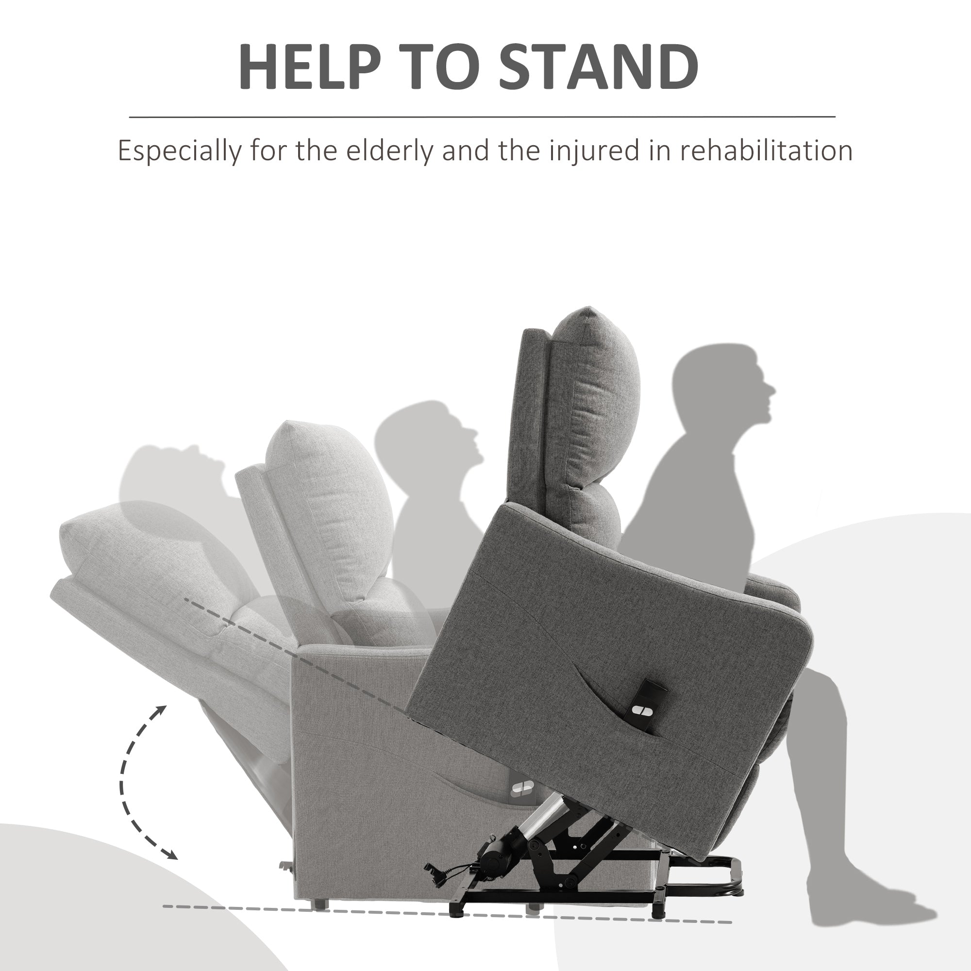 HOMCOM Electric Lift Recliner Chair Rising Power Chaise Lounge Fabric Sofa with Remote Control & Side Pocket for Living Room