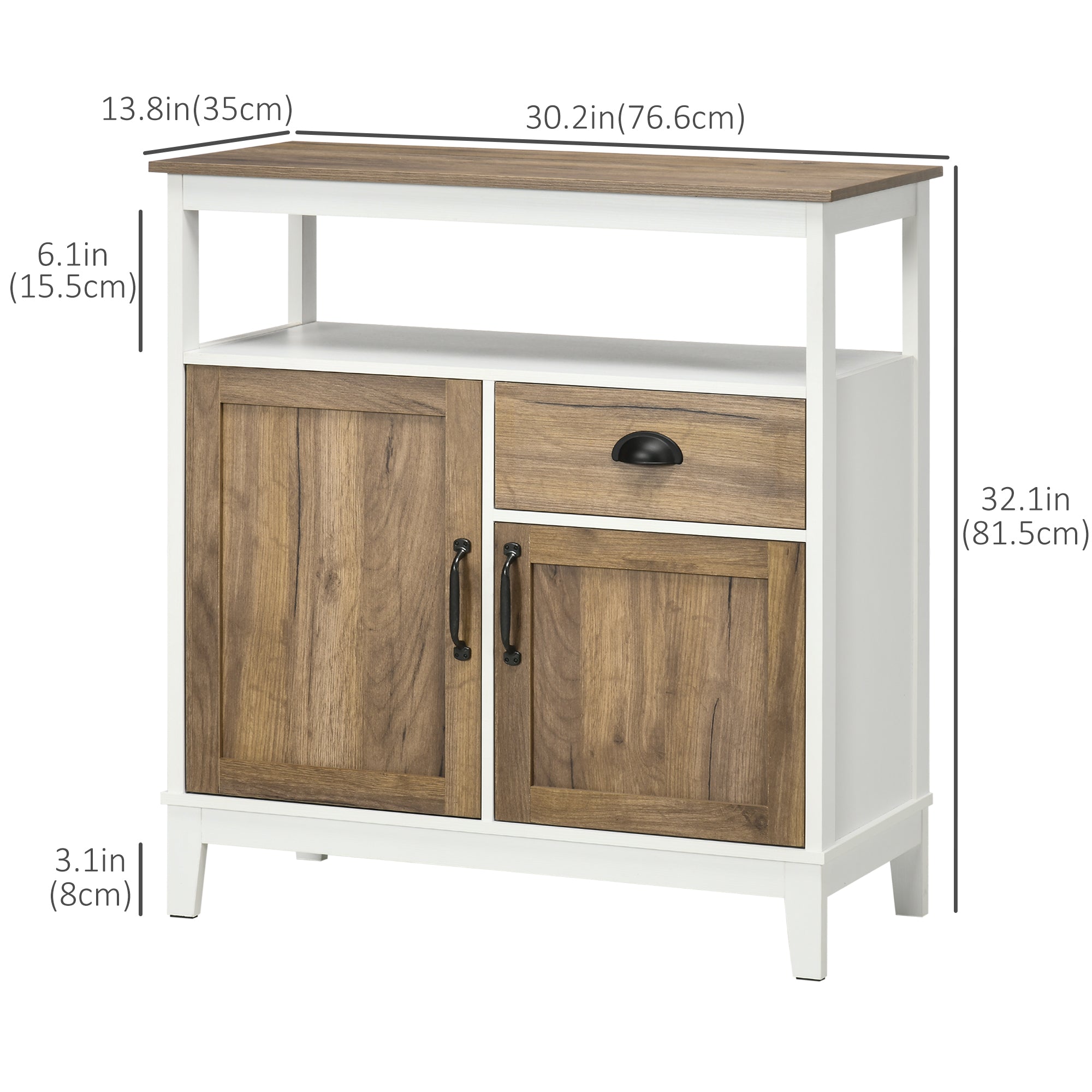 HOMCOM Storage Cabinet, Freestanding Sideboards and Buffets with Doors, Drawer for Dining Room, Living Room, Bedroom