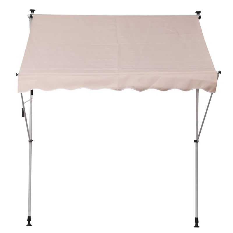 6.6'x5' Manual Retractable Patio Awning Window Door Sun Shade Deck Canopy Shelter Water Resistant UV Protector Beige
