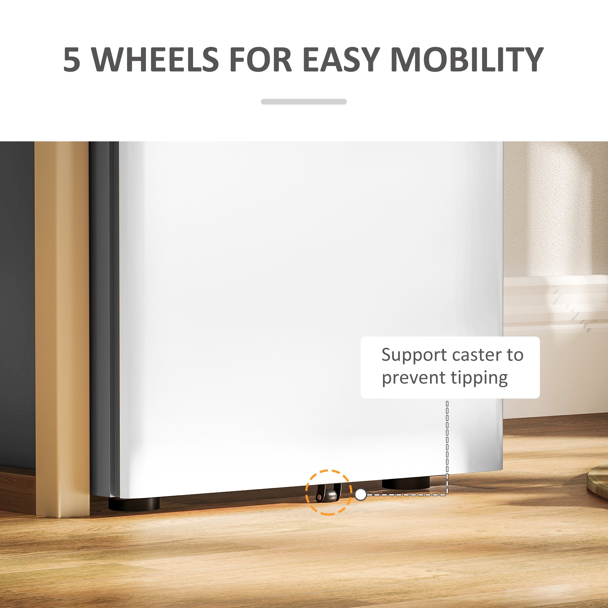 Vinsetto 3 Drawer Filing Cabinet, Home Office Storage Cabinet with Wheels, Lock for A4, Letters, Legal-sized Files, Grey and White