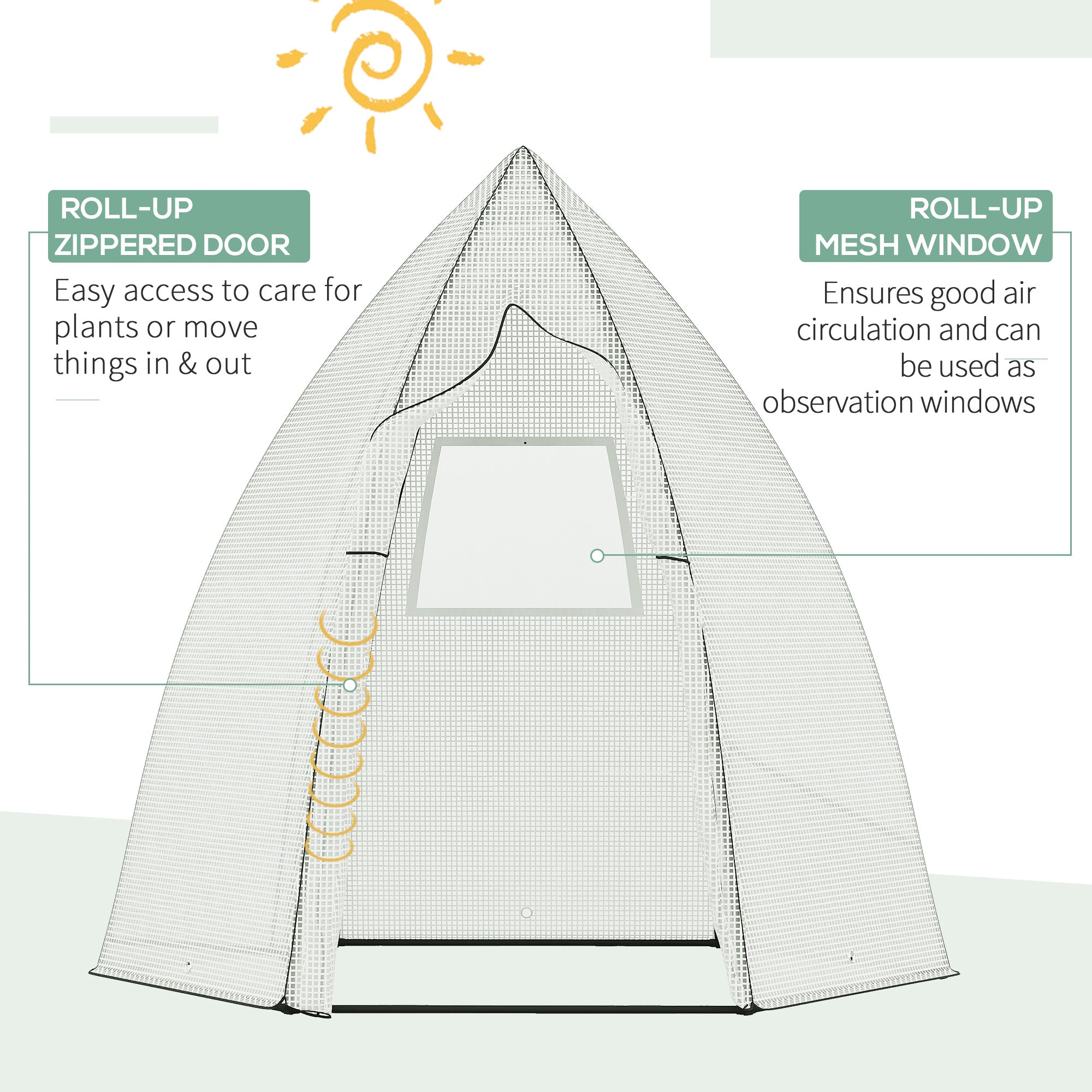 Outsunny Greenhouse Oasis: 63" x 54" x 71" Portable Plant Sanctuary with Zipper Roll Up Door and Window for Outdoor Garden Patio