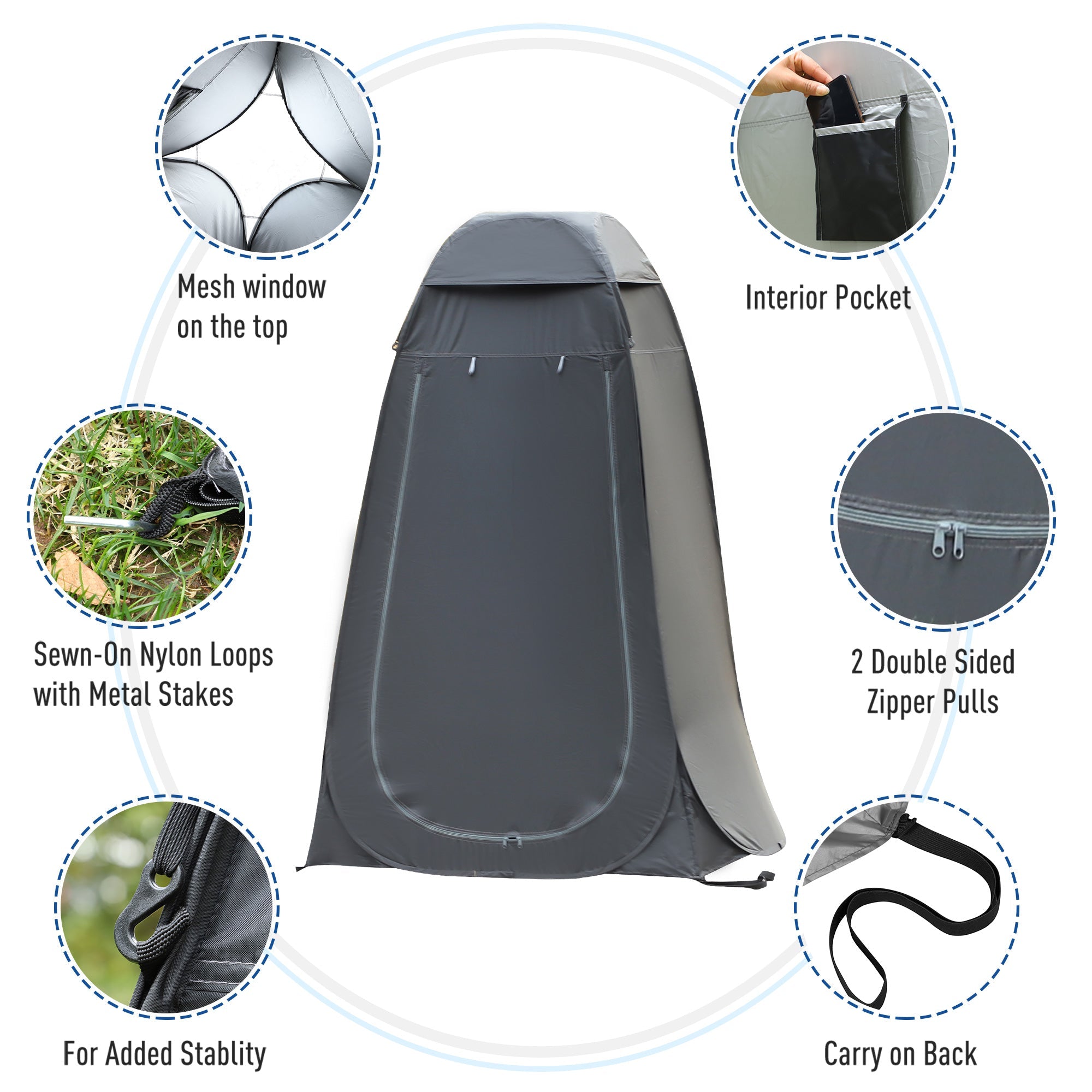 Outsunny Portable Pop Up Shower Tent Privacy Changing Room for Outdoor Dressing Fishing with Carry Bag Black