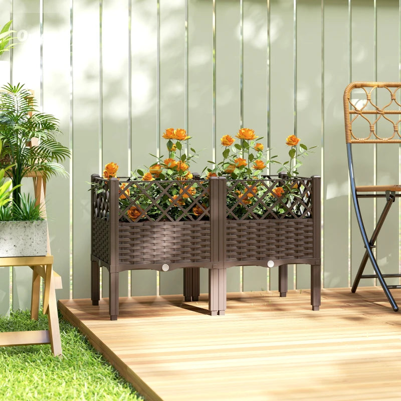 Raised Garden Bed with Legs, Self Watering Elevated Planter Boxes with Drainage Holes, 31.5" x 15.7" x 20.3"