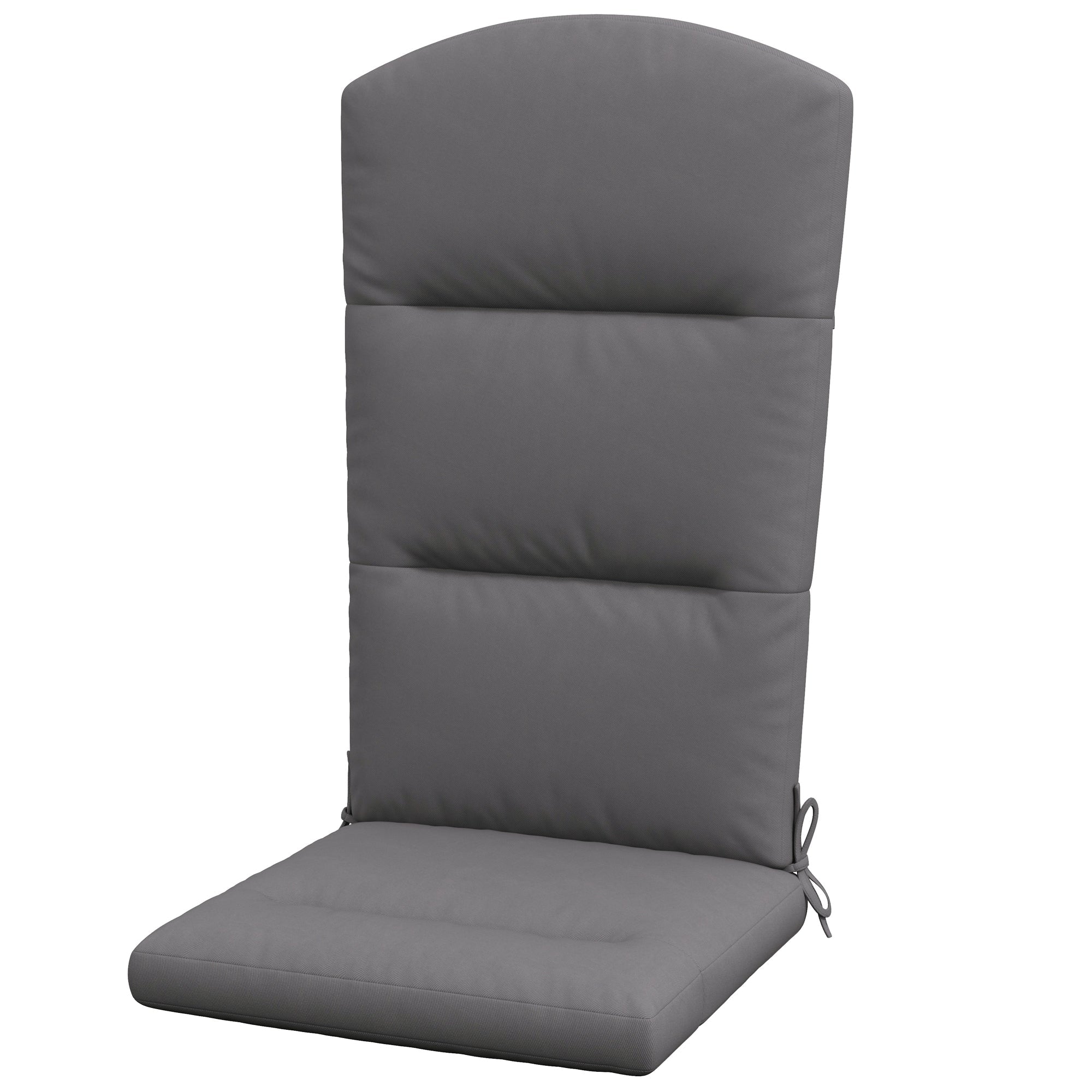 Outsunny Adirondack Patio Chair Cushion Replacement with Back and Ties Grey