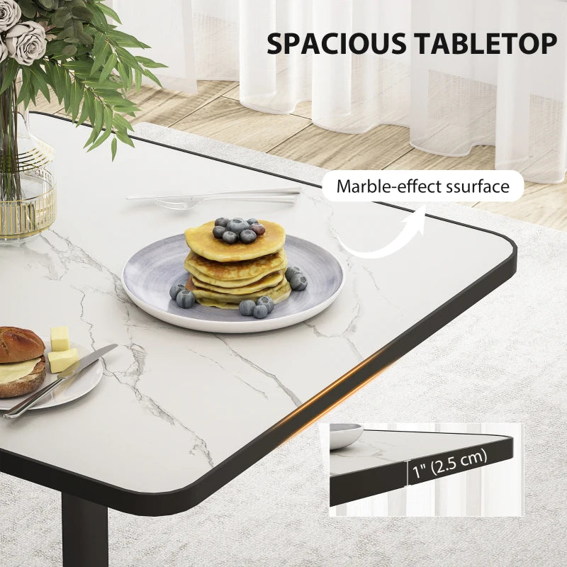 🍽️ 5-Piece Modern Dining Set – Marble-Effect Table with 4 Chairs