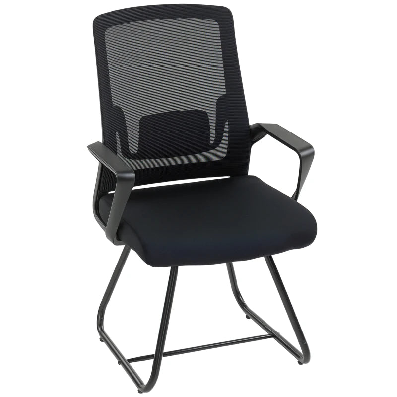 Desk Chair, Desk Chair No Wheels with Mesh Back, Lumbar Support, Metal Base for Reception, Conference