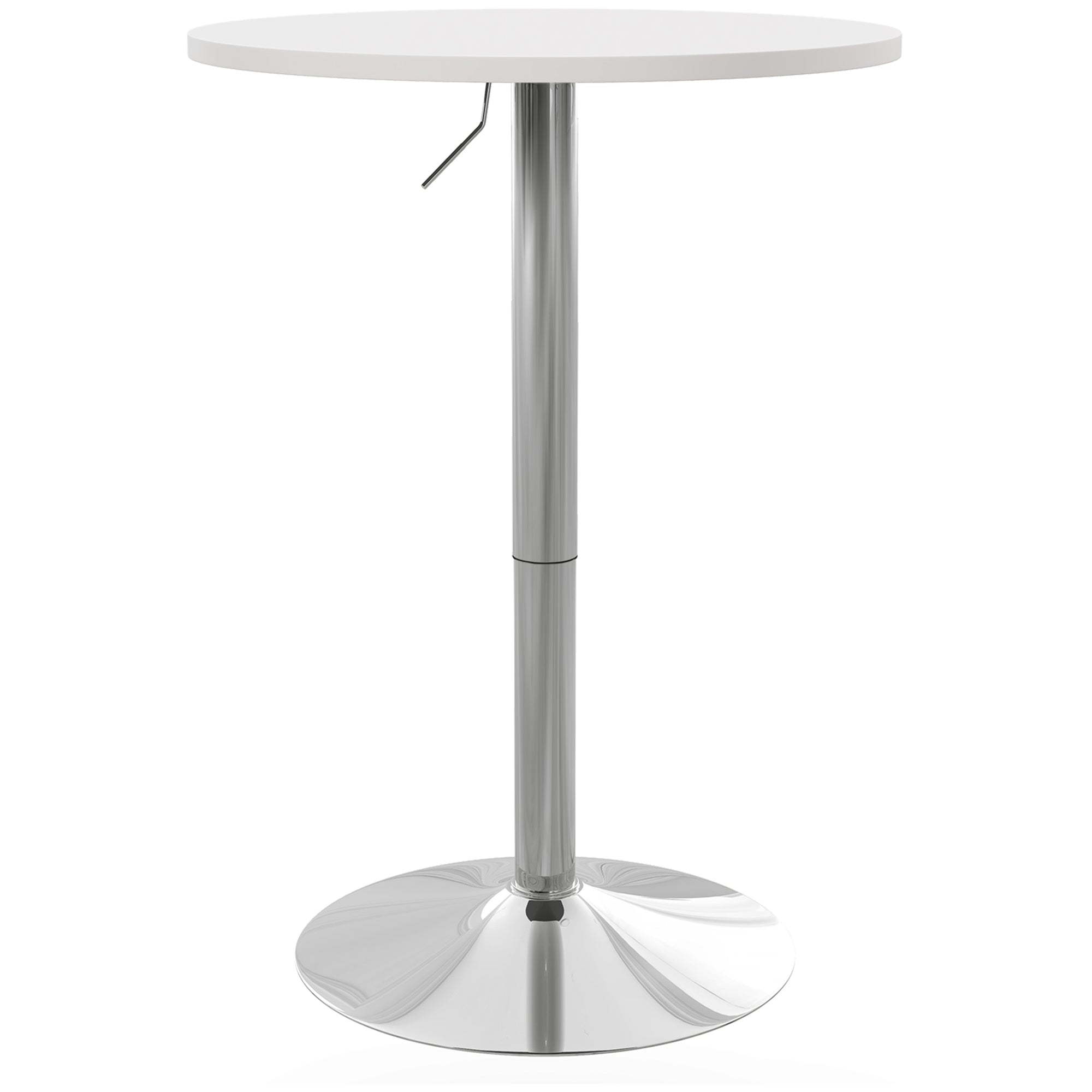 HOMCOM Swivel Simplicity: Adjustable High Top Bar Table, White Round Steel Base Bistro Style for 2 People