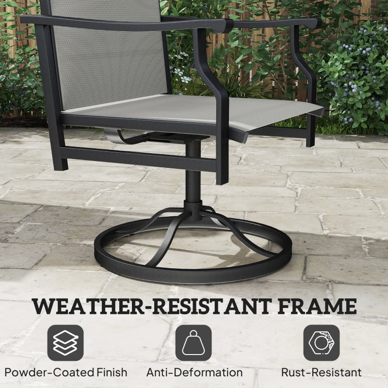 Patio Swivel Chair Set of 2, Swivel Rocker Outdoor Chairs with High Back, for Lawn Garden Backyard Deck, Light Grey