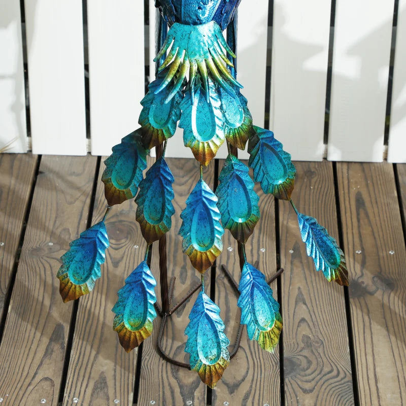 Peacock Garden Statue, 32.7" Standing Lawn Ornament Bird Statue with Stakes for Lawn Navy Blue