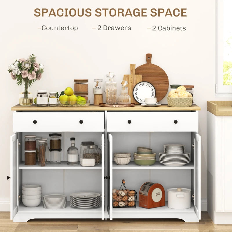 Modern Sideboard, Buffet Cabinet with Storage Drawers, Adjustable Shelves for Living Room, Dining Room, Entryway, White