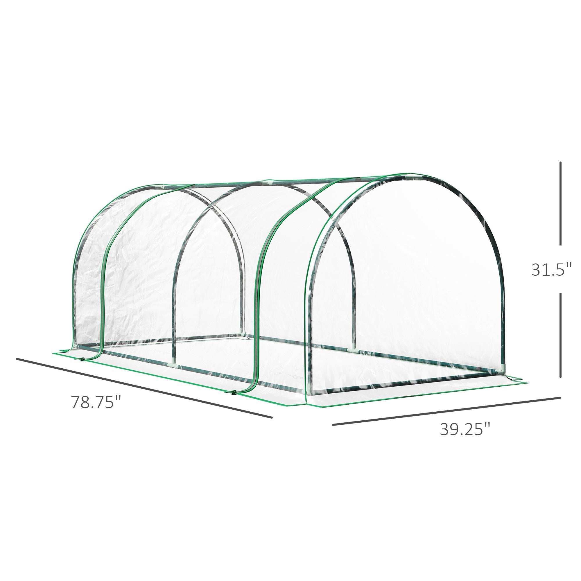 Outsunny 79"x39"x32" Mini Greenhouse Kit Portable Plant Hot House Indoor Outdoor Garden Transparent PVC Cover Zippered Doors