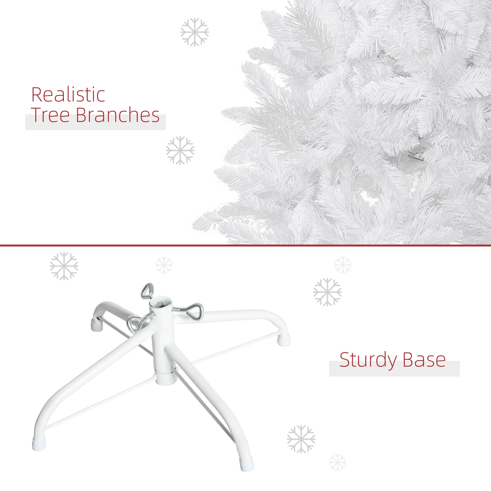 HOMCOM 4ft Artificial Christmas Tree with Pine Realistic Branches, Auto Open, for Indoor Decoration, White