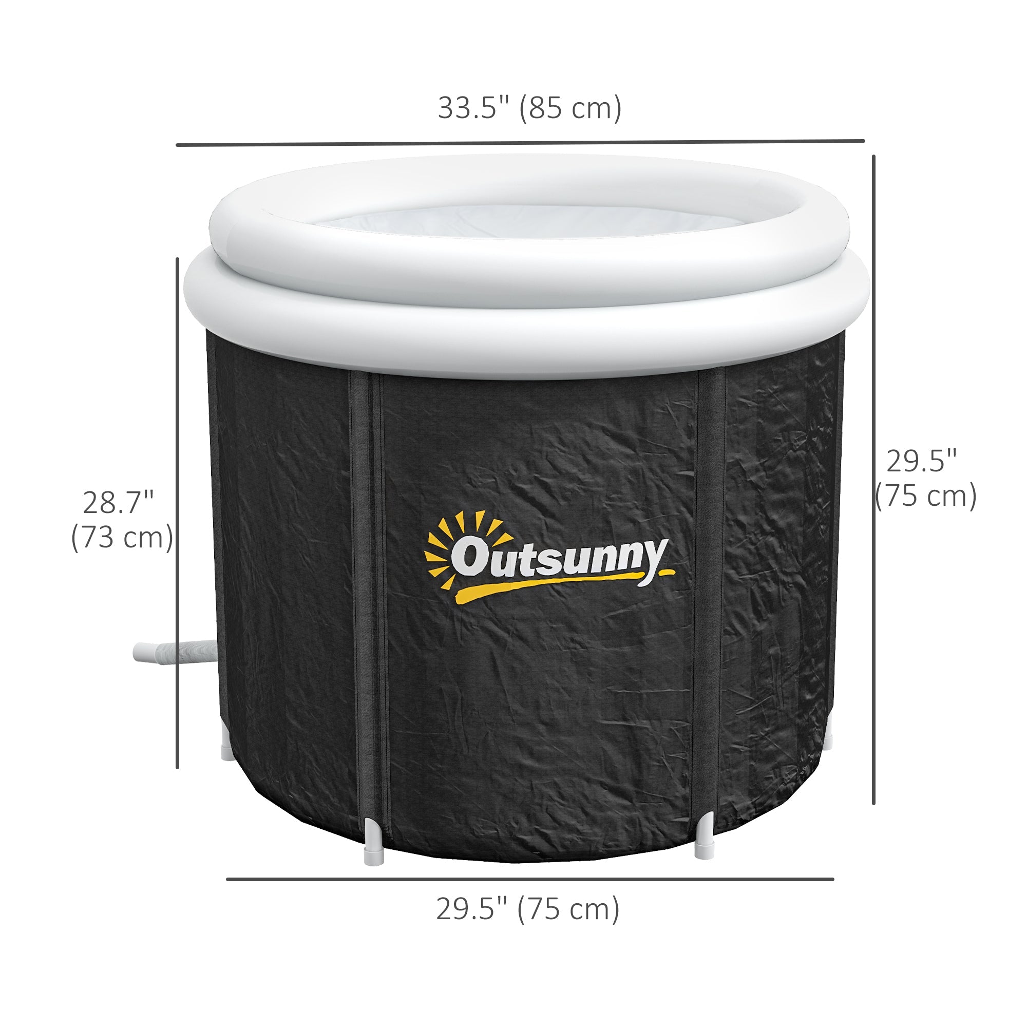 Outsunny Portable Cold Plunge Tub Ice Bath Therapy Tub with Thermo Lid for Athletes Recovery Muscle Relaxation Black