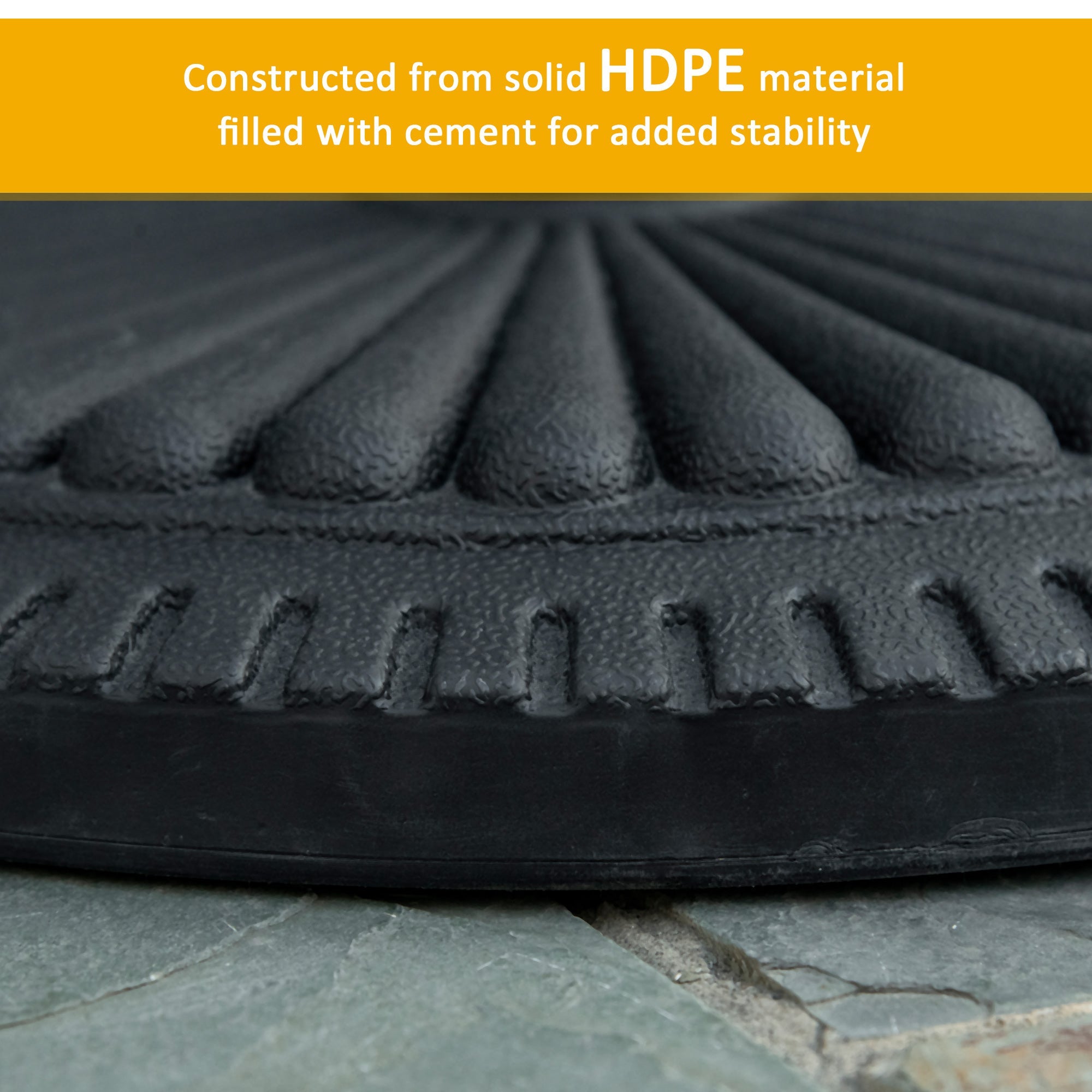 Outsunny Umbrella Base: Round Cement Parasol Stand Fits Φ1.4" Φ1.5" Φ2" Pole for Outdoor Backyard Black