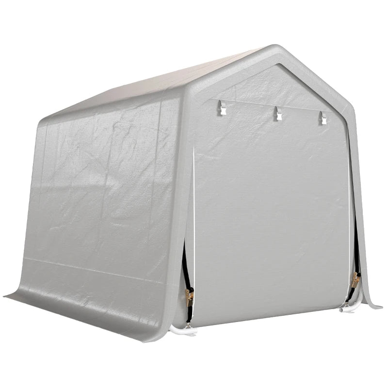 9.2' x 7.9' Garden Storage Tent, Patio Storage Shelter w/ Metal Frame and Double Zipper Doors, Light Grey