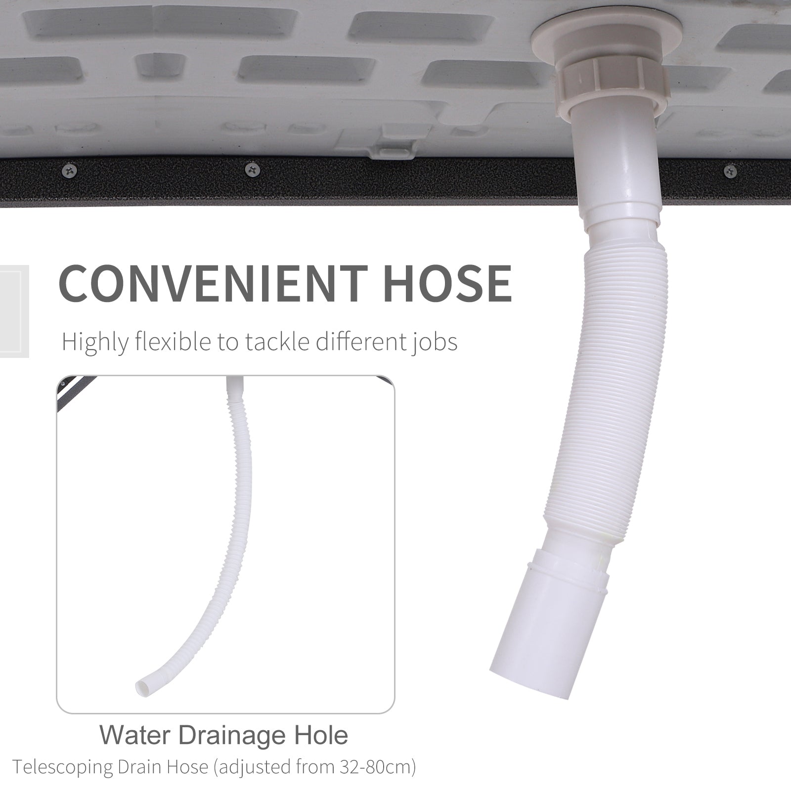 Outsunny 4ft Folding Picnic Table, Fish Fillet Cleaning Table, Camping Party Desk with Sink, White