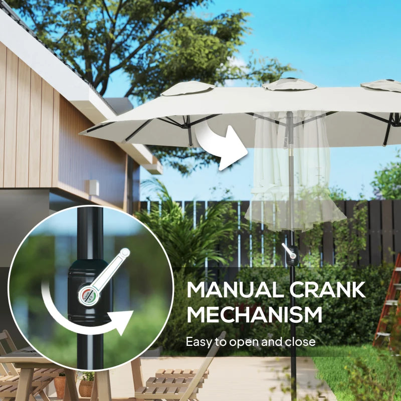 9.7' Double-sided Outdoor Patio Umbrella with Tilt, Crank and Vents, Cream White