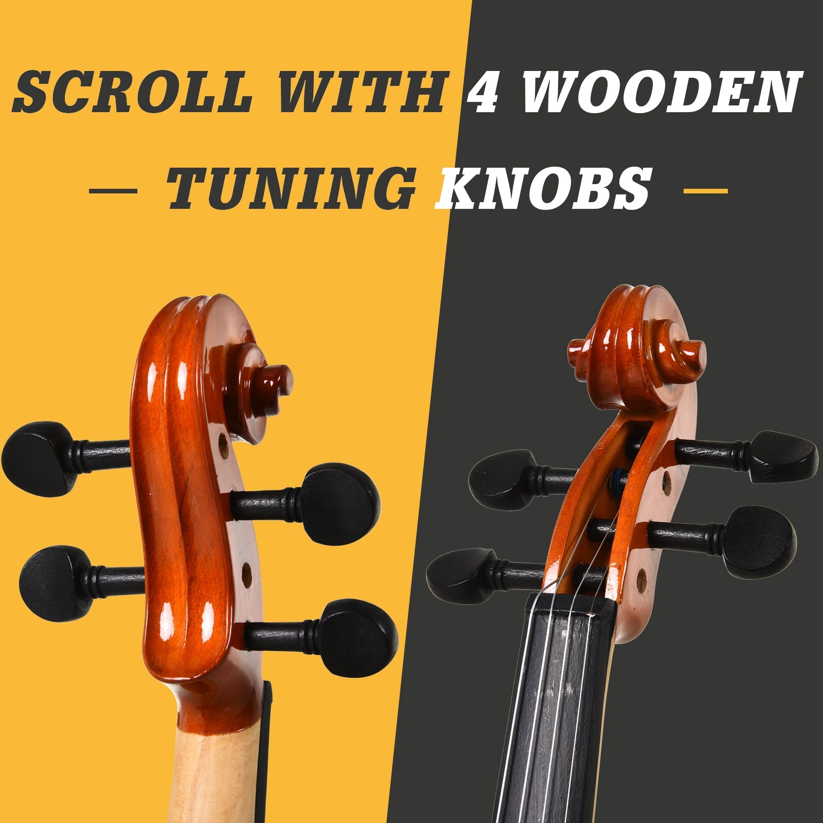 HOMCOM Full Size 4/4 Violin Set Maple Wood with Accessories Storage Box Orange