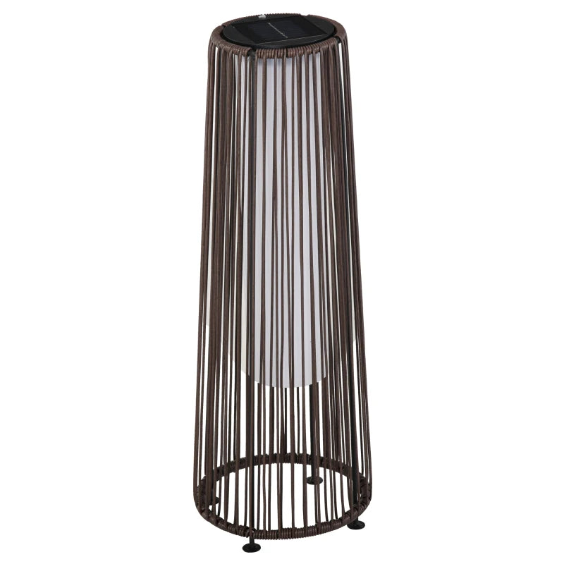 Wicker Solar Floor Lamp, Decorative Outdoor Lamp with Auto On/Off LED Light, IP44 for Patio, Porch, Pathway, Brown