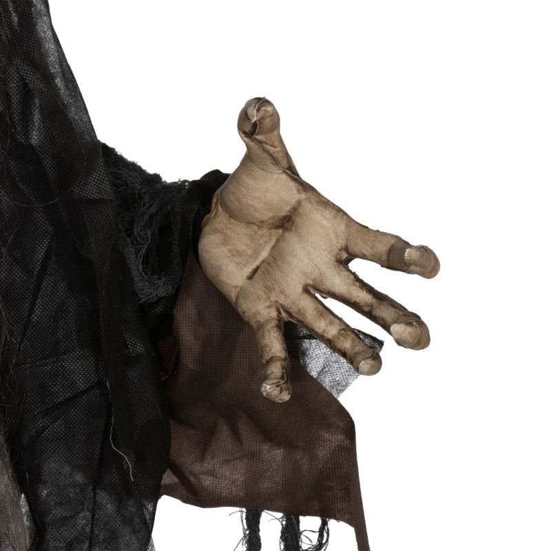 HOMCOM 6.4' Life-Size Winged Grim Reaper – Animated Halloween Decoration, Light-Up Eyes