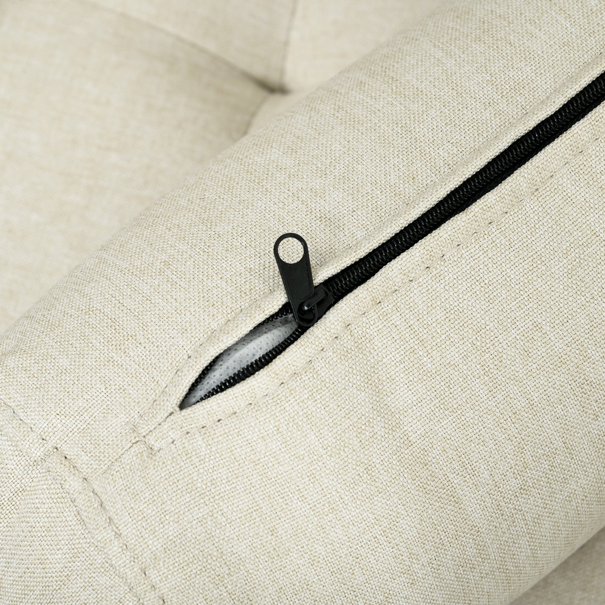 HOMCOM 56" Loveseat Sofa Beige Upholstered 2 Seater Couch with Back Cushions for Bedroom Comfortable