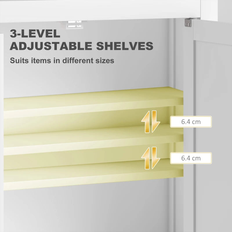Bathroom Cabinet Wall Mounted, Modern Bathroom Wall Cabinet with 2 Doors and 2 Adjustable Shelves, White