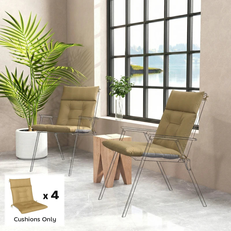 Patio Chair Cushions Set of 4, Waterproof Non-Slip Lounge Chair Cushions, 44"x21", Khaki