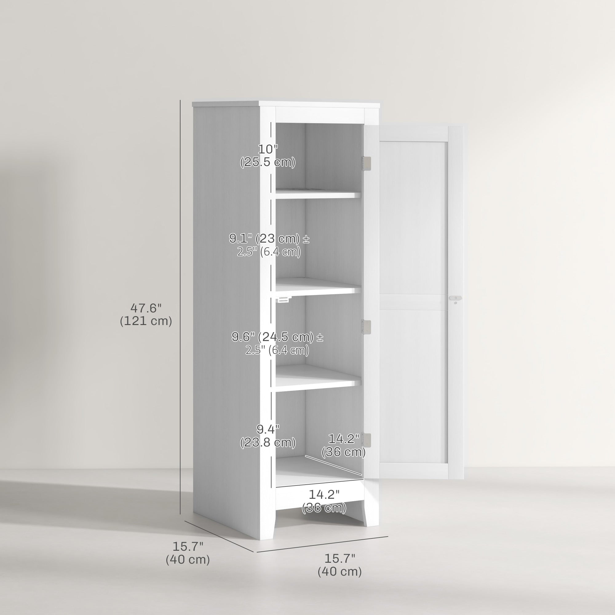 HOMCOM Modern Kitchen Pantry Small Storage Cabinet Adjustable Shelf Door Shelves White