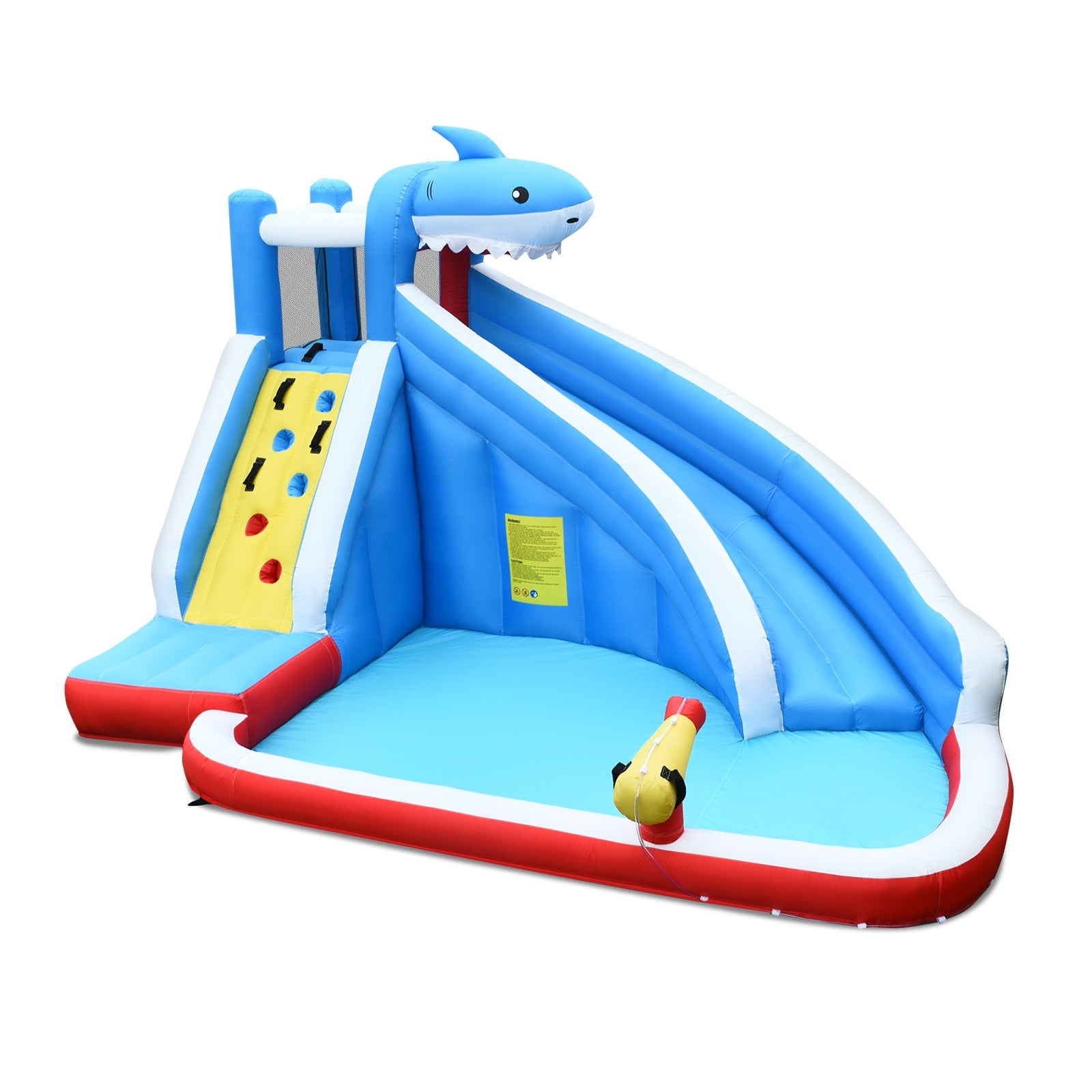 Inflatable Shark Bounce House with Water Slide and Climbing Wall without BlowerÂ