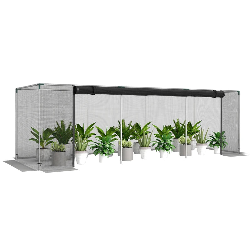 Galvanized Steel Crop Cage, Plant Protection Tent with Zippered Door, 12' x 4', Black