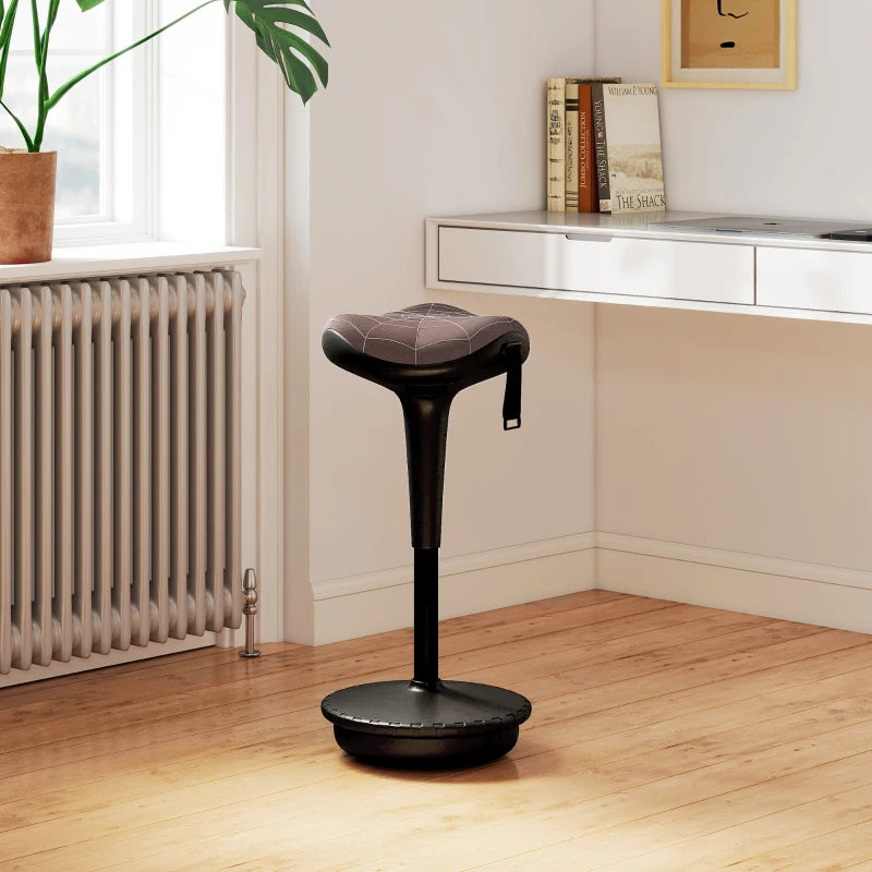 Backless Wobble Stool Chair, Standing Desk Chair, Adjustable Learning Stool for Office Desks, with Rocking Motion, Brown
