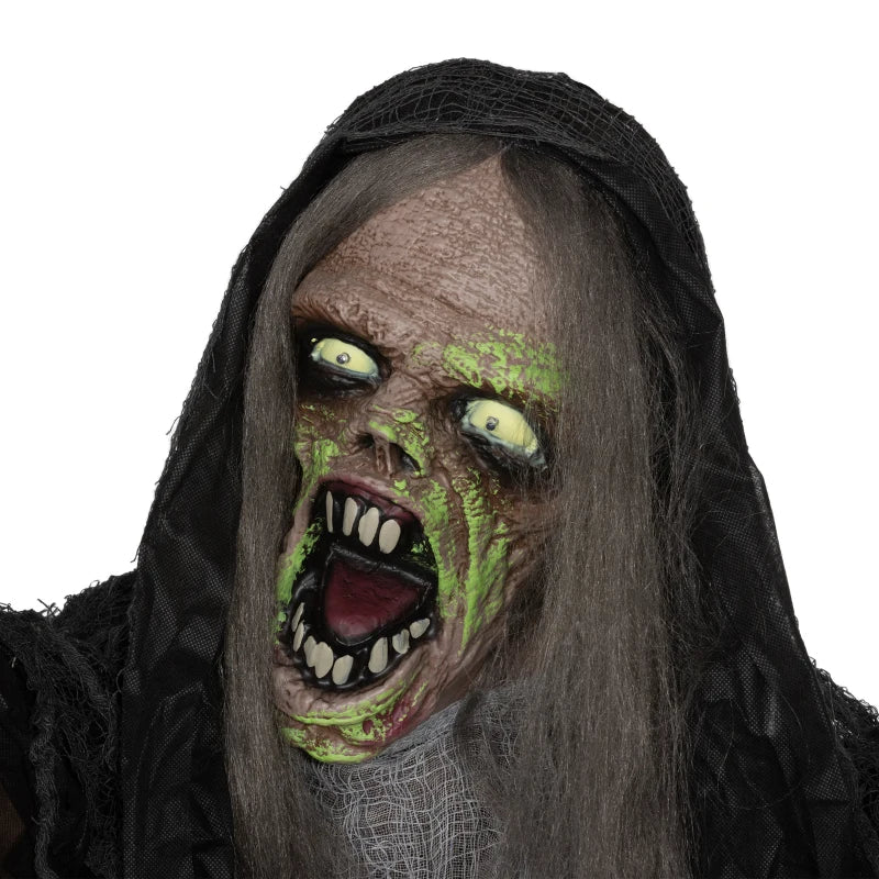 HOMCOM 6.4' Life-Size Winged Grim Reaper – Animated Halloween Decoration, Light-Up Eyes