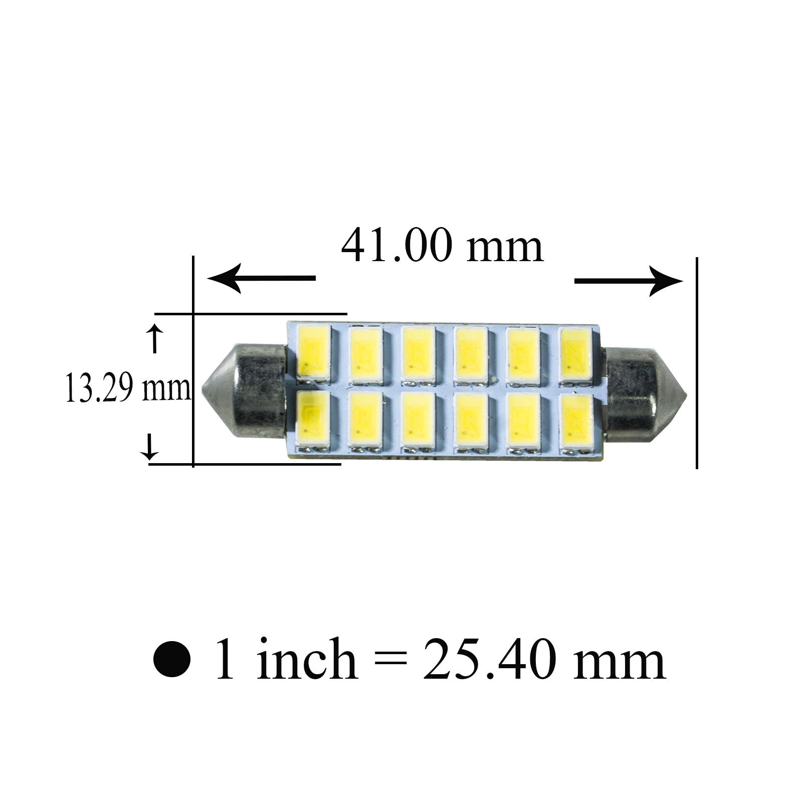 Fit For 1999-2004 Ford Mustang GT 41MM 42MM custom LED Dome Rear Reading Light Bulb 12V | White (2 Bulbs)