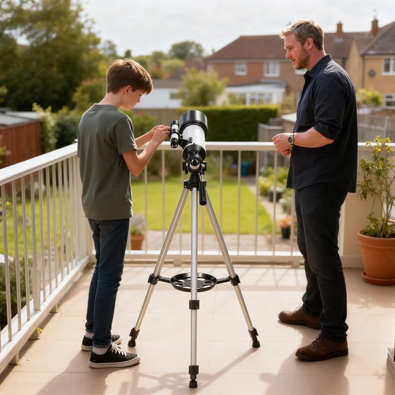Telescope for Adults, 70 mm Aperture 400 mm Refractor Telescope with 40X/16X, Adjustable Tripod, Bag, White