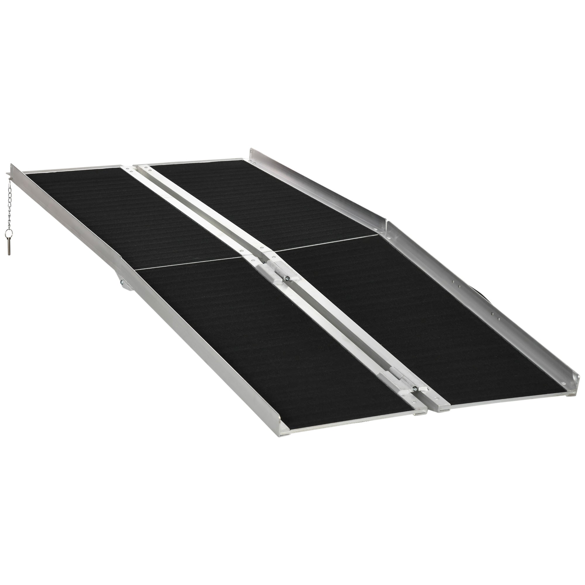 HOMCOM Foldable Aluminum Scooter Ramp: 6ft Non-Skid PVC Surface, Portable Mobility Assistance for Effortless Movement