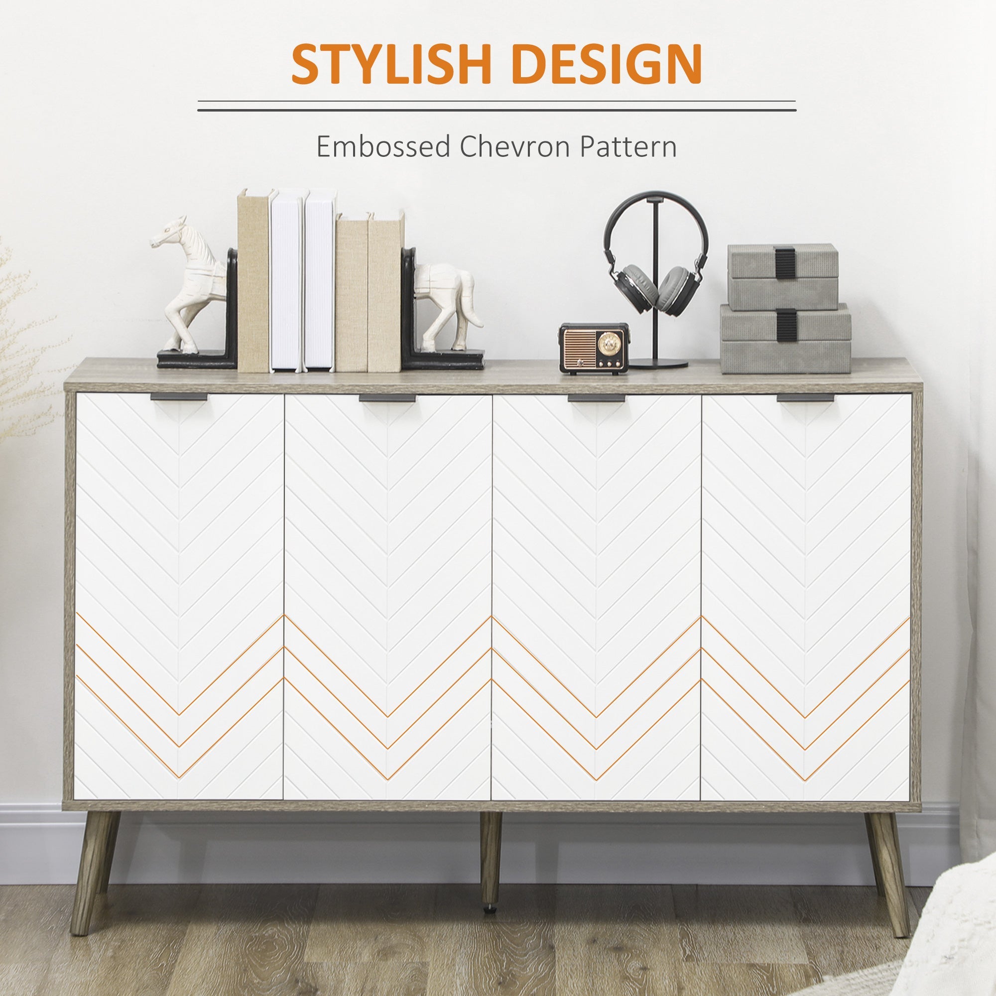 HOMCOM Greyish Brown Storage Cabinet: Sideboard Bar Cabinet, Accent Cupboard with Adjustable Shelves for Kitchen, Dining Room