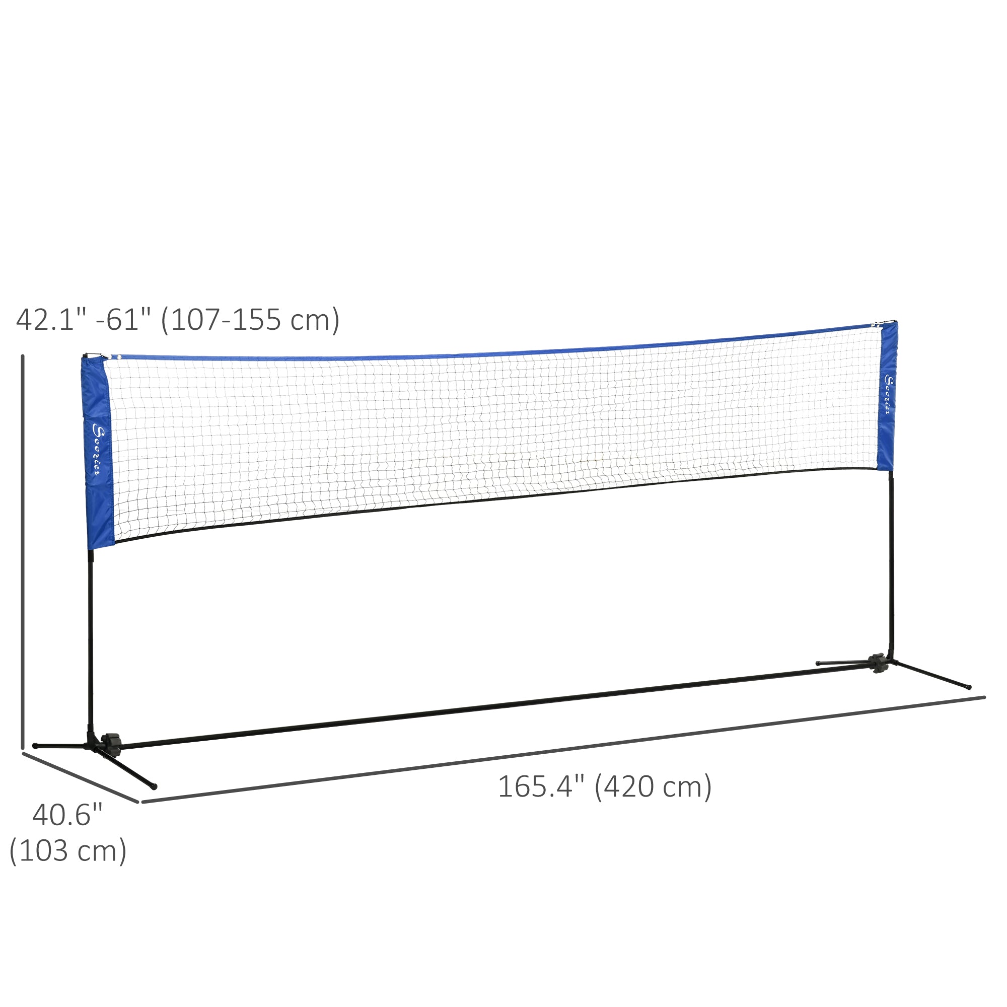 Soozier 14ft Badminton Net, Height Adjustable Outdoor Sports Net with Carry Bag, for Tennis, Pickleball and Volleyball