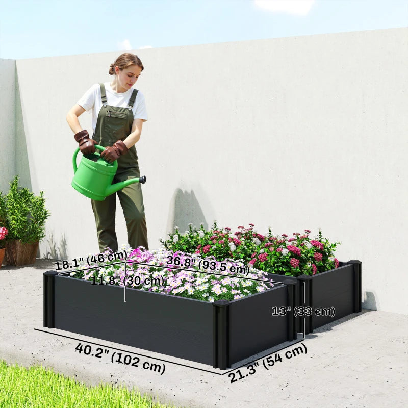 Vinyl Raised Garden Bed Kit, Set of 2 Elevated Garden Boxes with Open Bottom, Screwless Outdoor Planter Box