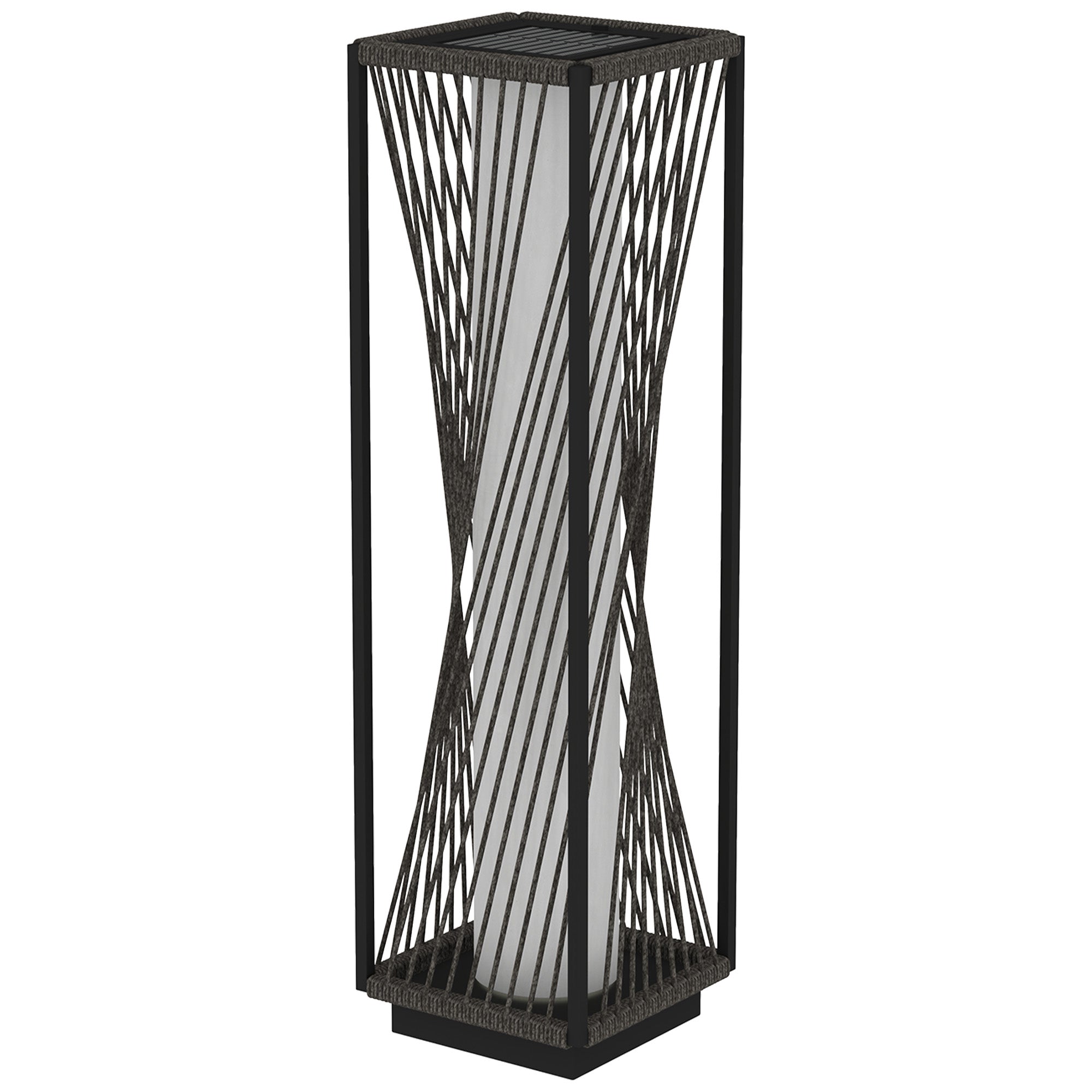 Outsunny Rattan Solar Floor Lamp, Decorative Outdoor Lamp with Auto On/Off LED Lights, IP44 for Patio, Porch, Pathway, Grey