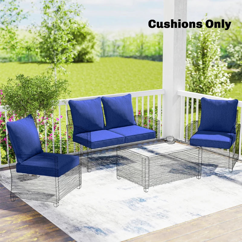 Outdoor Chair Cushions Set of 4, Fade Resistant Patio Chair Cushions for Outdoor Furniture, 24" x 24", Navy Blue