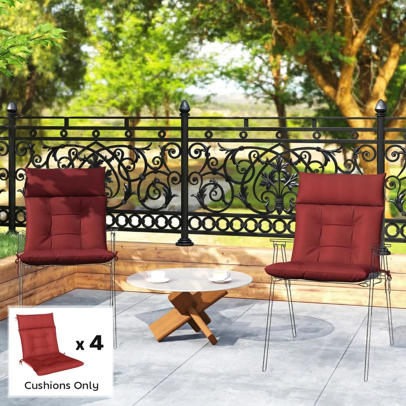 Patio Chair Cushions Set of 4, Waterproof Non-Slip Lounge Chair Cushions, 44"x21", Wine Red