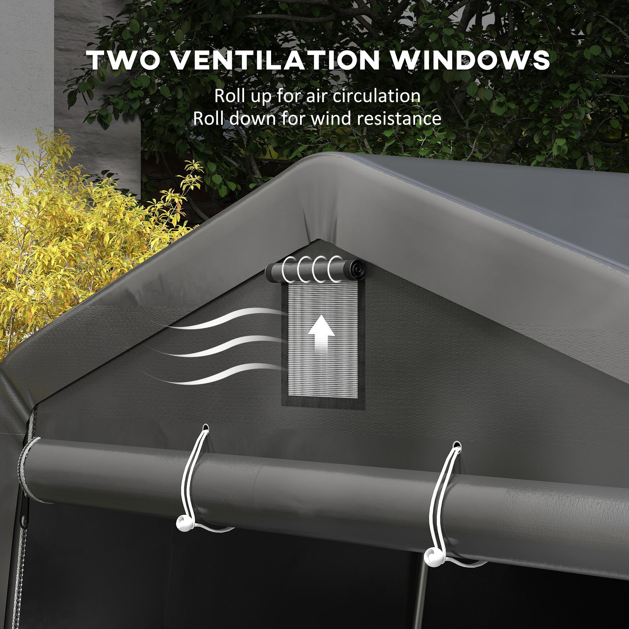Outsunny 11' x 20' Portable Garage, Heavy Duty Carport Canopy with Ventilation Windows and Large Roll-up Door, Dark Grey