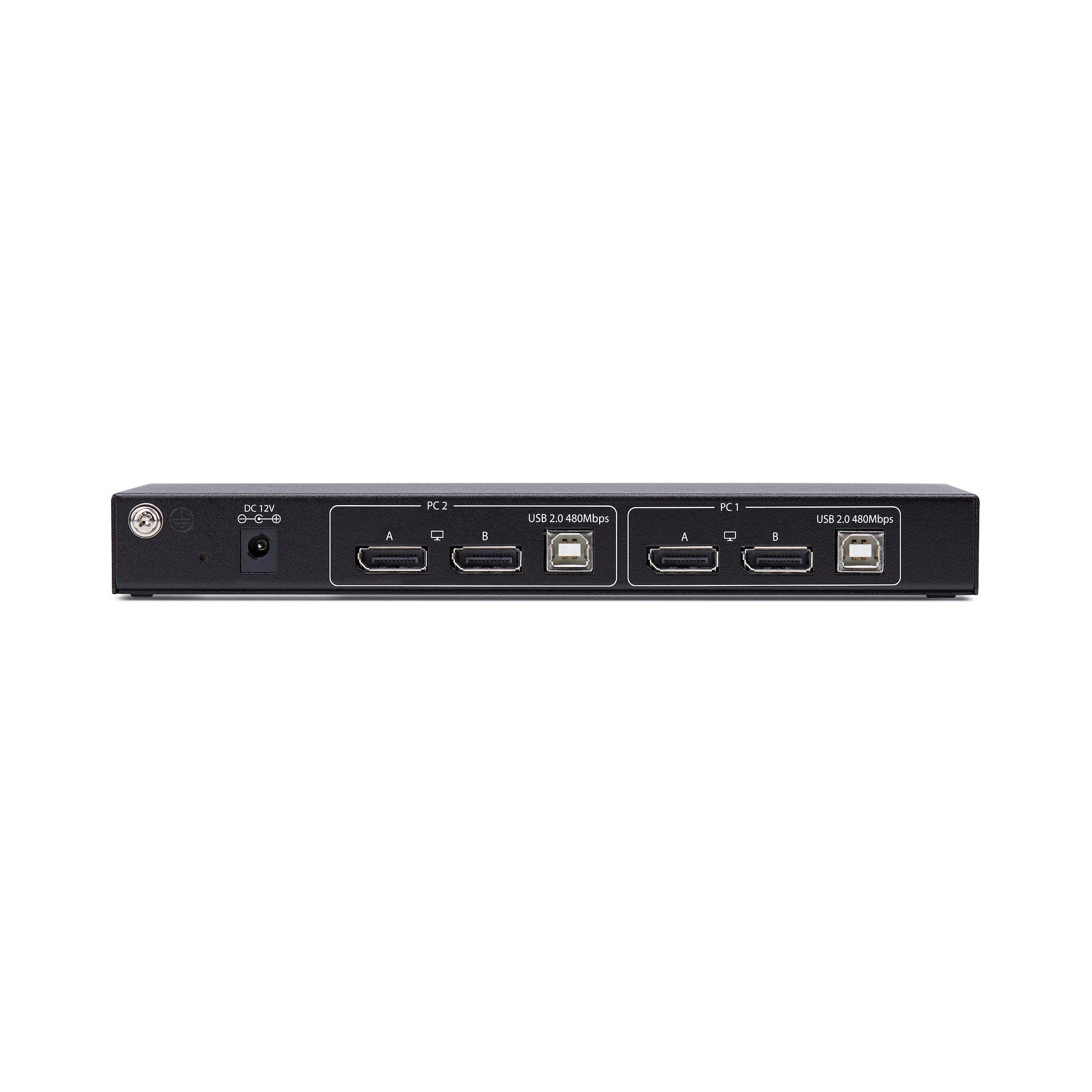 2-Port Dual-Monitor DisplayPort KVM Switch with Dual View Video Matrix, 4K 60Hz, 4x USB Hub Ports, Hotkey Switching, DP 1.2 Matrix KVM, TAA Compliant