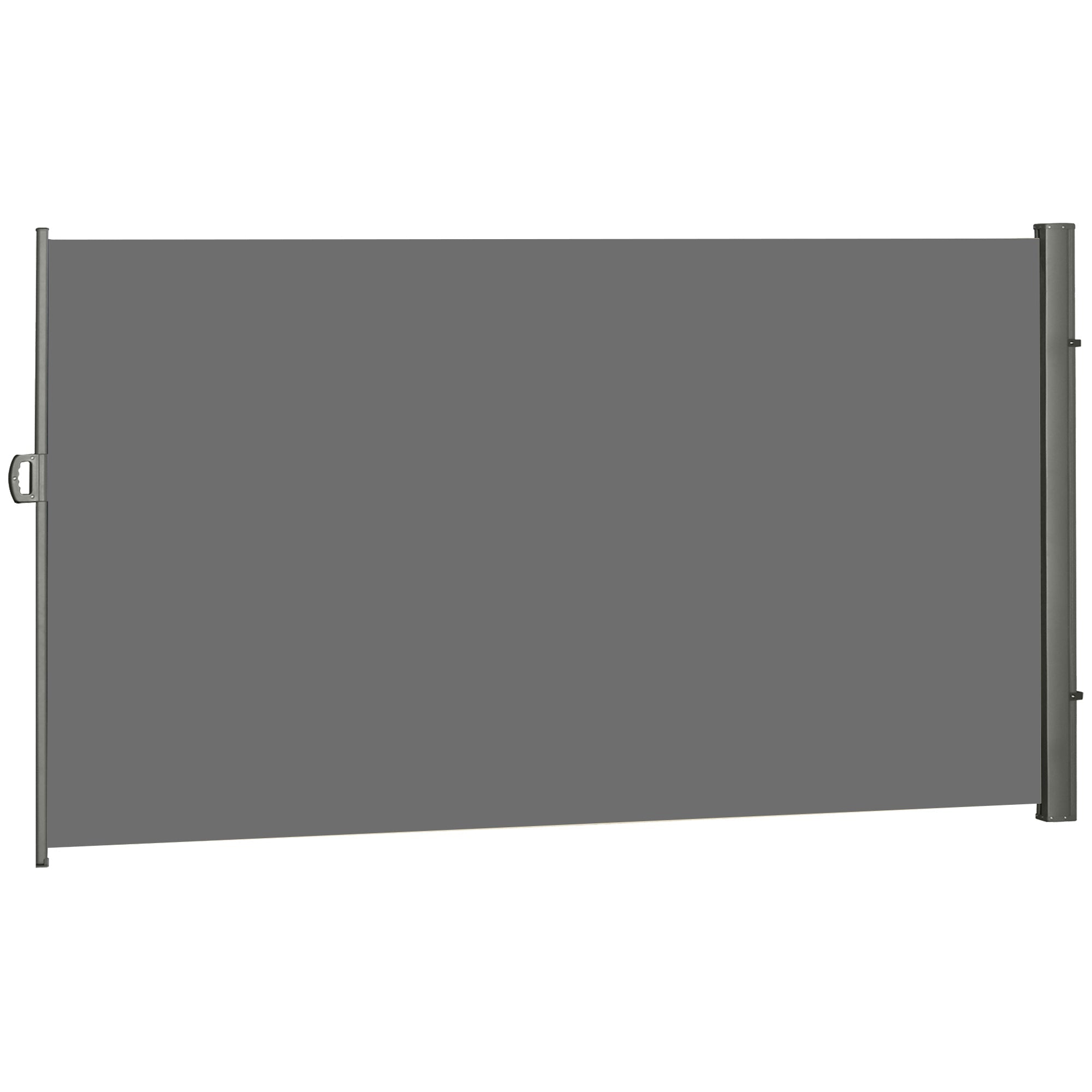 Outsunny 118" x 79"  Outdoor Folding Privacy Screen Retractable Side Awning Patio with Resistance to UV Rays and Wind Light Grey