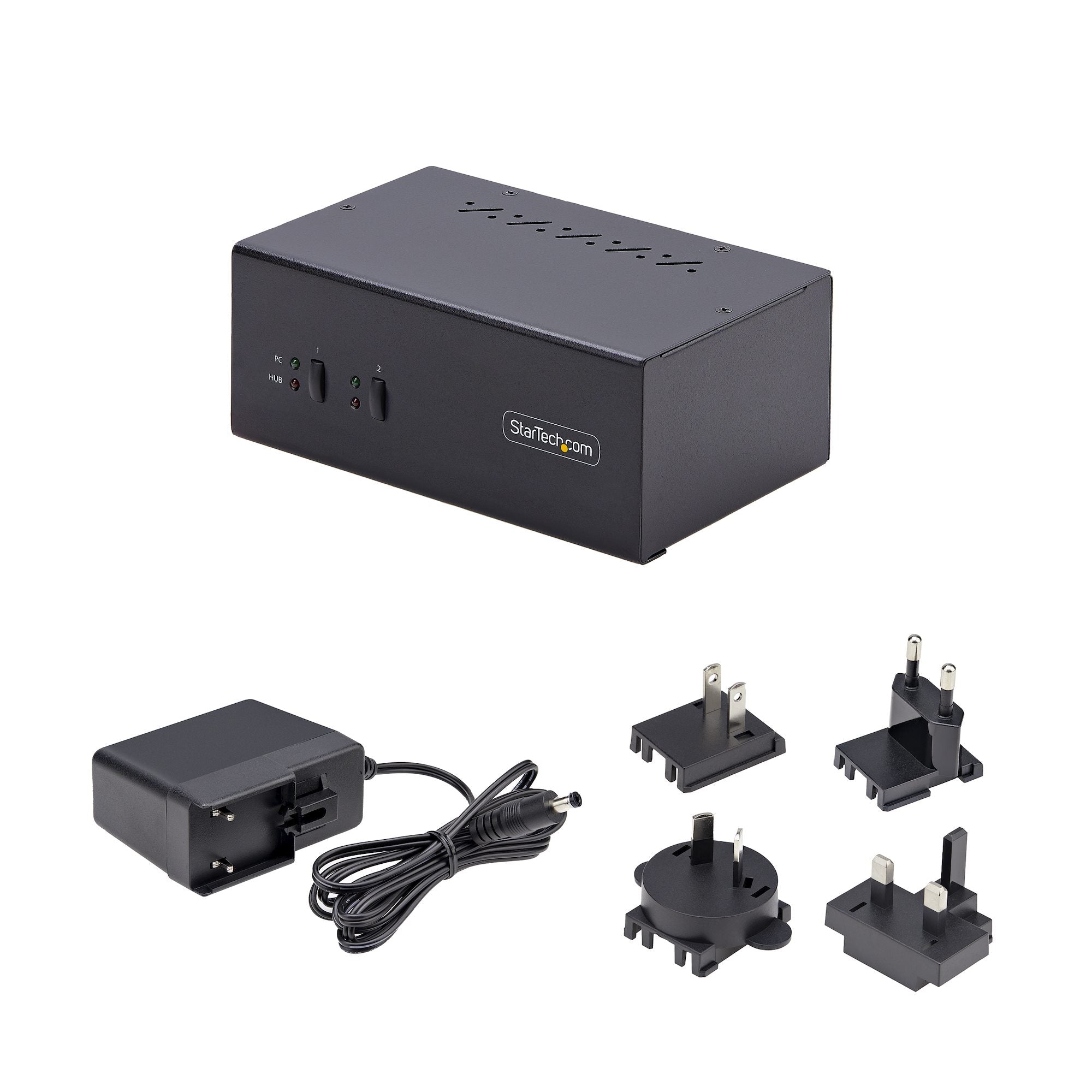 2-Port Dual-Monitor DisplayPort KVM Switch, 4K 60Hz, 2x USB 5Gbps Ports, Hotkey/Push-Button Switching, TAA Compliant