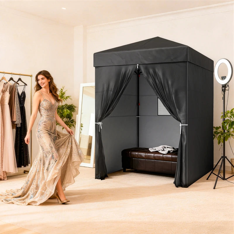 5 x 5 ft Compact Pop Up Canopy Tent, UPF 50+ Changing Room, Portable Instant Privacy Canopy with Mesh Window, Black